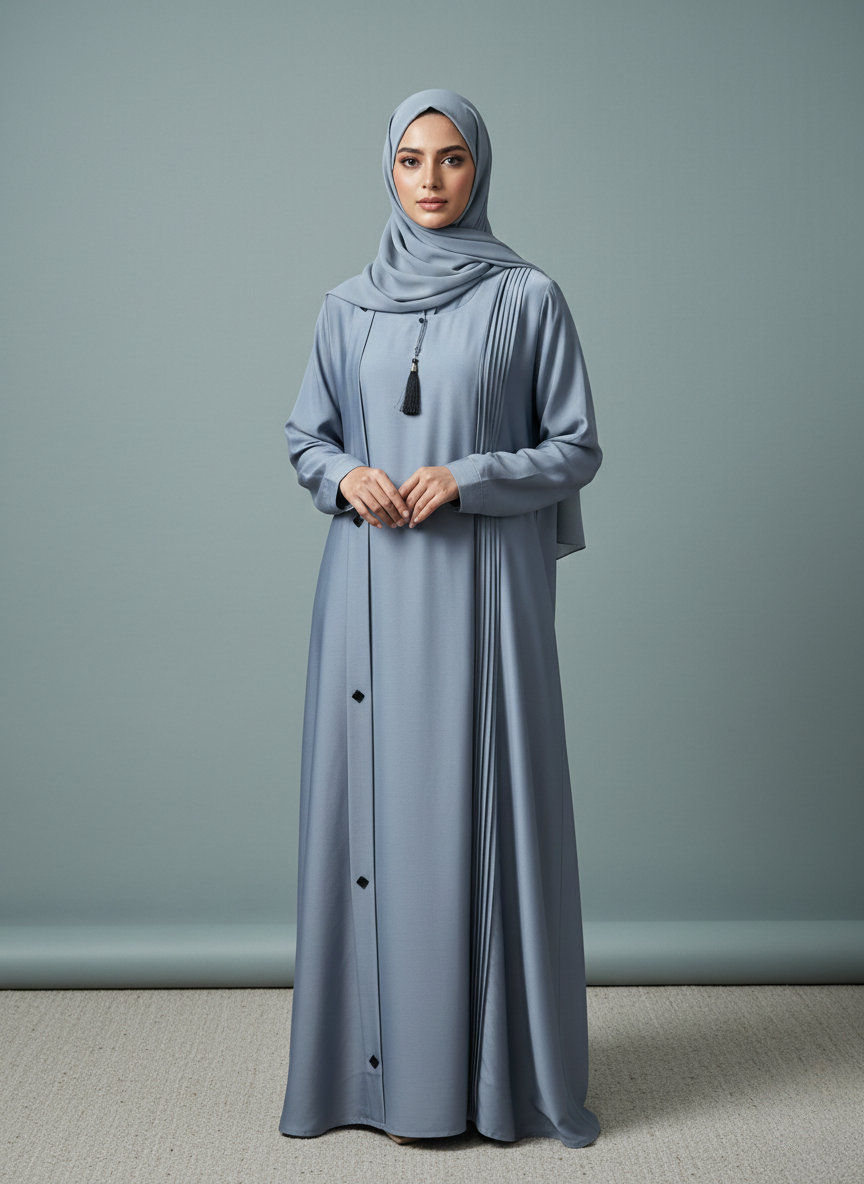 Steel Grey | Pleated Abaya