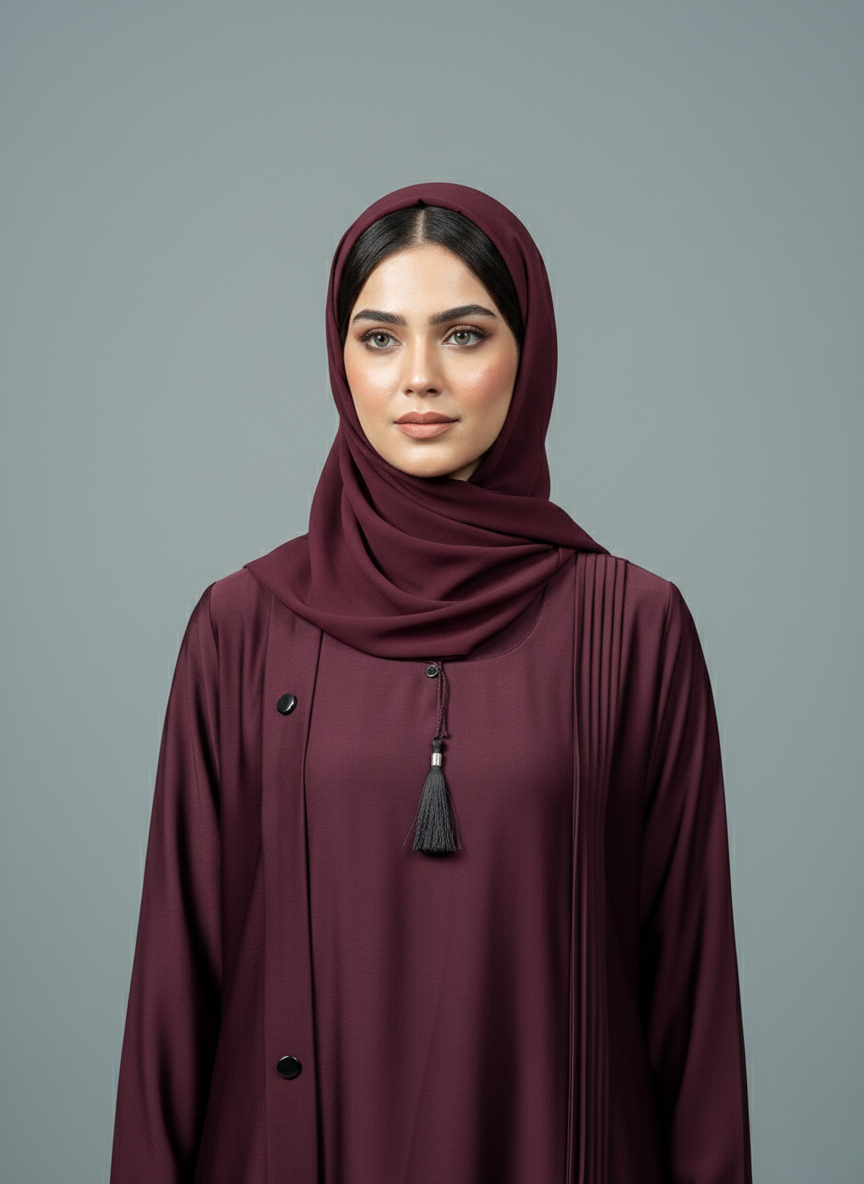 Deep Berry | Pleated Abaya
