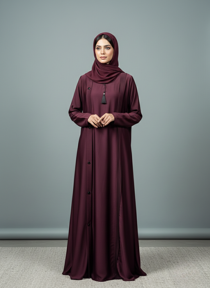 Deep Berry | Pleated Abaya