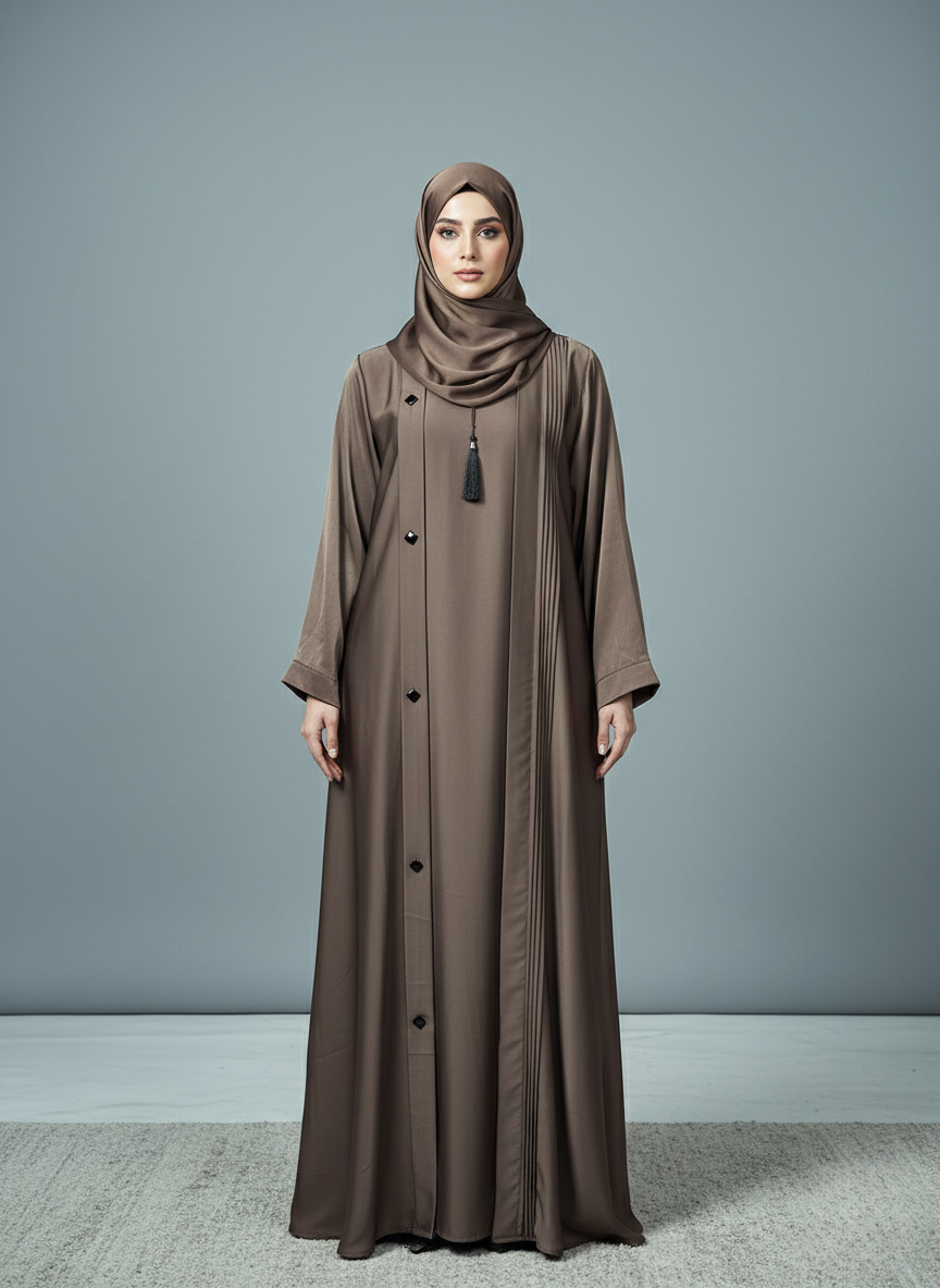 Coffee Brown | Pleated Abaya