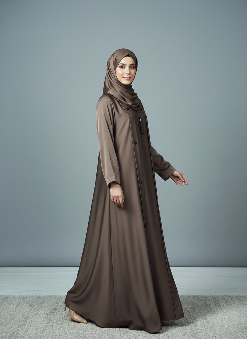 Coffee Brown | Pleated Abaya