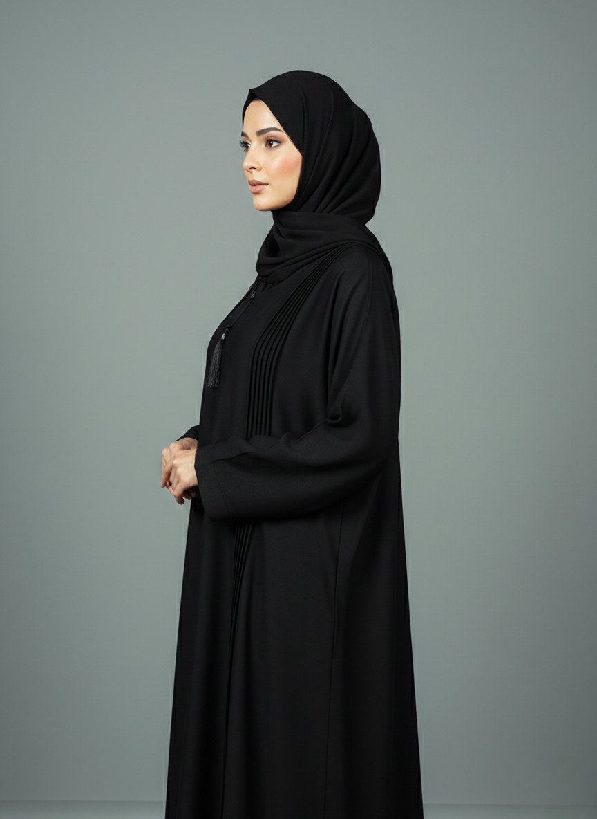 Black | Pleated Abaya