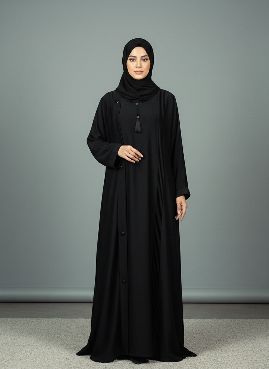 Black | Pleated Abaya