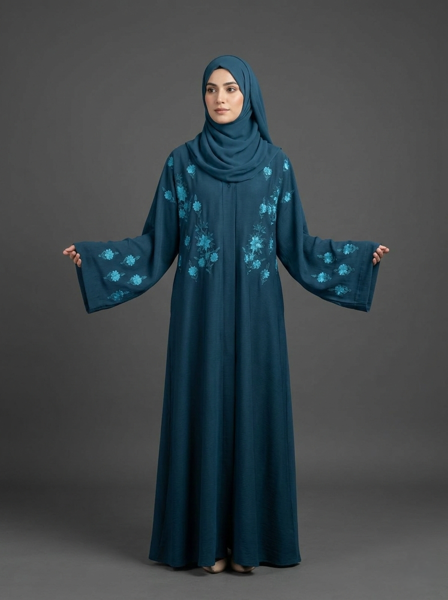 Deep ocean | Embroidered Abaya