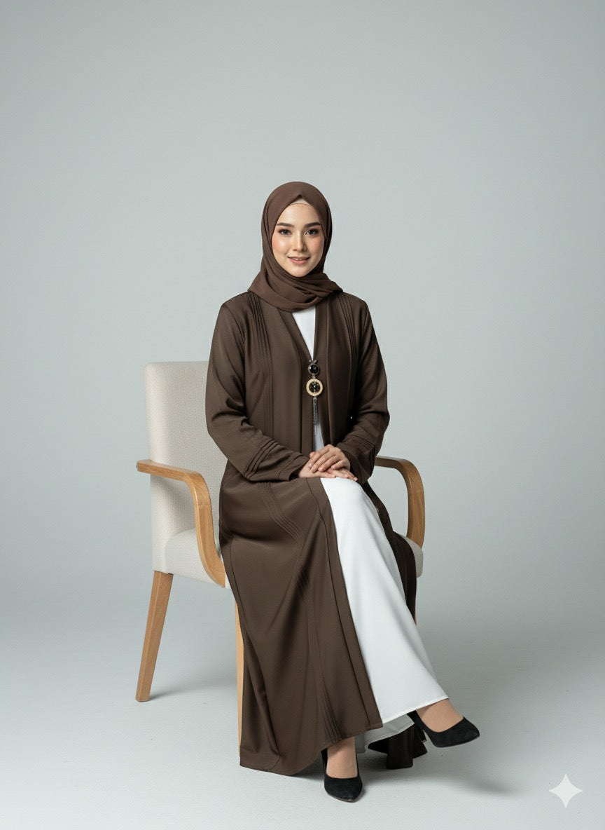 Chocolate Brown - Cardigan Abaya