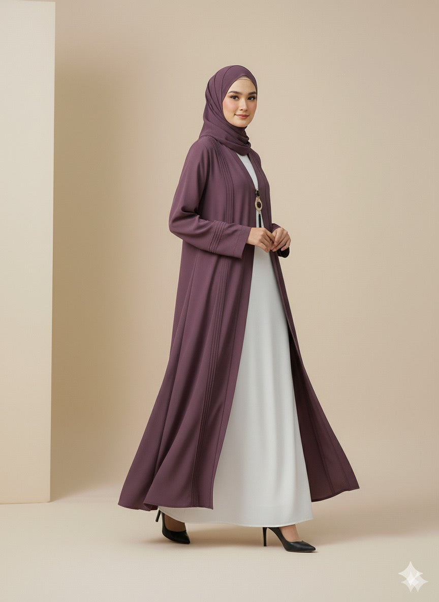 Dusty Purple  - Cardigan Abaya