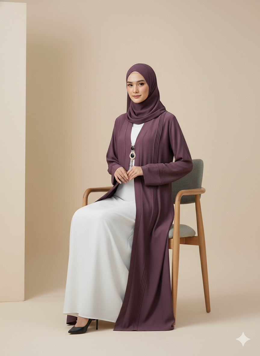 Dusty Purple  - Cardigan Abaya