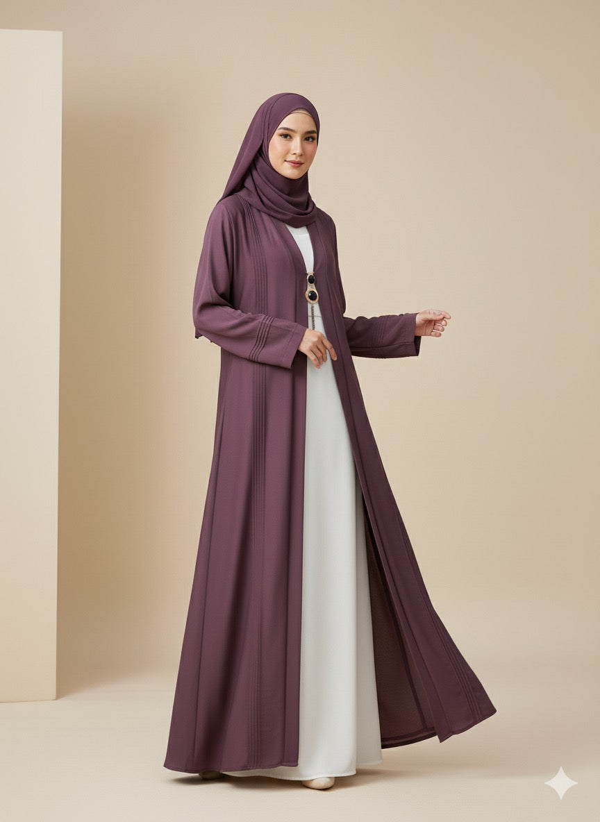 Dusty Purple  - Cardigan Abaya